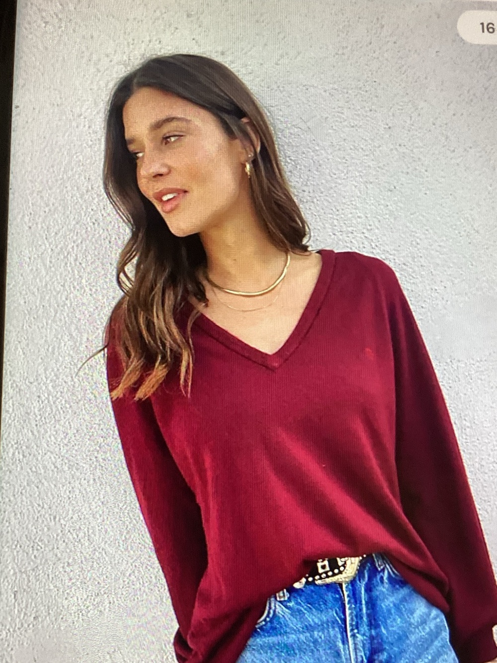 We the free waffle knit thermo rich wine color see one snag on 4th picture